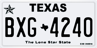 TX license plate BXG4240