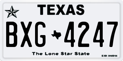 TX license plate BXG4247