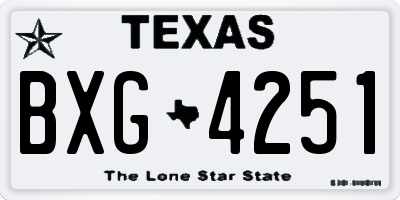 TX license plate BXG4251