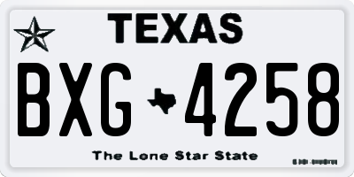 TX license plate BXG4258