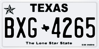 TX license plate BXG4265