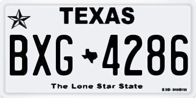 TX license plate BXG4286