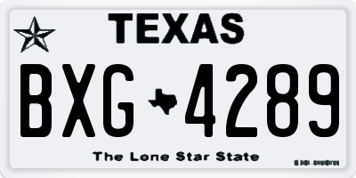 TX license plate BXG4289