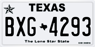 TX license plate BXG4293
