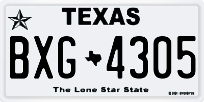 TX license plate BXG4305