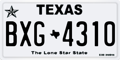 TX license plate BXG4310