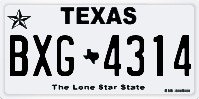 TX license plate BXG4314