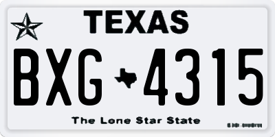 TX license plate BXG4315