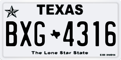 TX license plate BXG4316