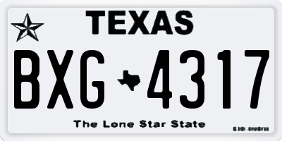 TX license plate BXG4317