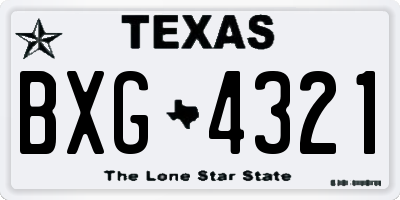 TX license plate BXG4321