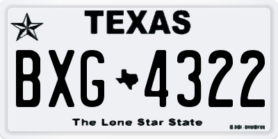 TX license plate BXG4322