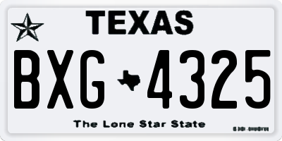 TX license plate BXG4325