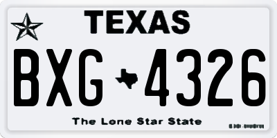 TX license plate BXG4326