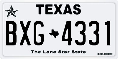TX license plate BXG4331