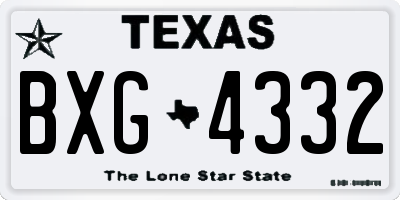 TX license plate BXG4332