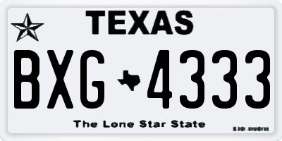 TX license plate BXG4333