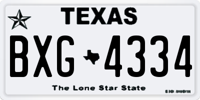TX license plate BXG4334
