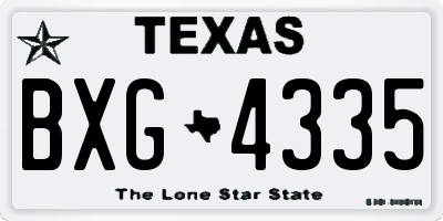 TX license plate BXG4335