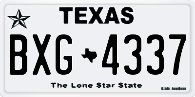 TX license plate BXG4337
