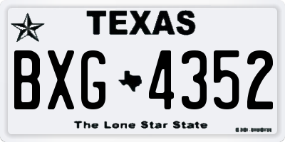 TX license plate BXG4352