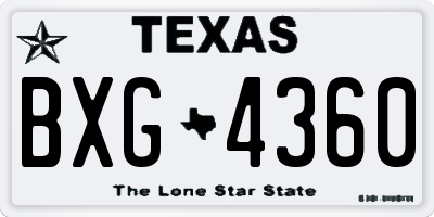 TX license plate BXG4360