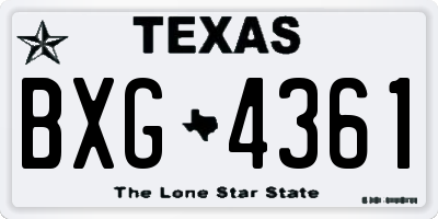 TX license plate BXG4361