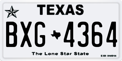 TX license plate BXG4364