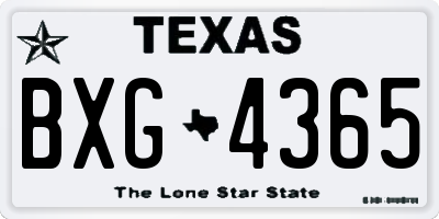 TX license plate BXG4365