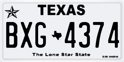 TX license plate BXG4374