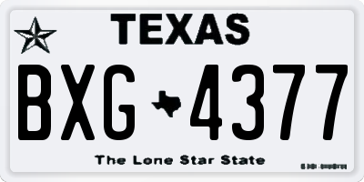 TX license plate BXG4377