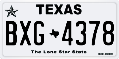 TX license plate BXG4378