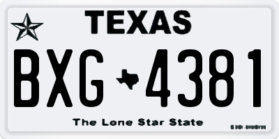 TX license plate BXG4381