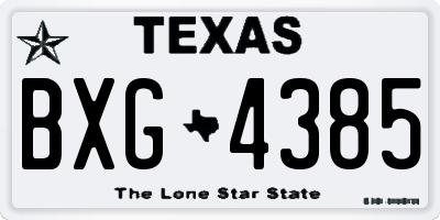 TX license plate BXG4385