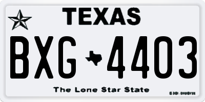TX license plate BXG4403