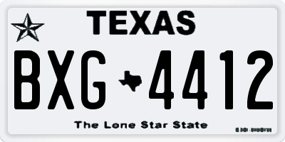 TX license plate BXG4412