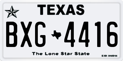 TX license plate BXG4416