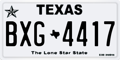 TX license plate BXG4417