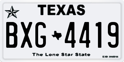TX license plate BXG4419