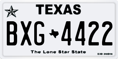 TX license plate BXG4422