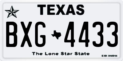 TX license plate BXG4433