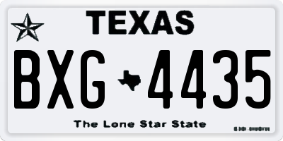 TX license plate BXG4435
