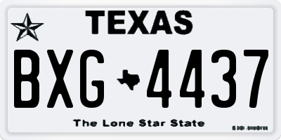 TX license plate BXG4437