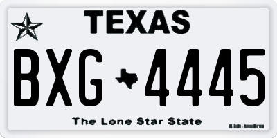 TX license plate BXG4445