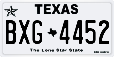 TX license plate BXG4452