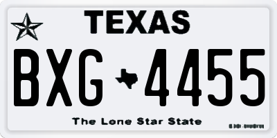 TX license plate BXG4455