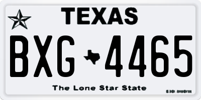 TX license plate BXG4465