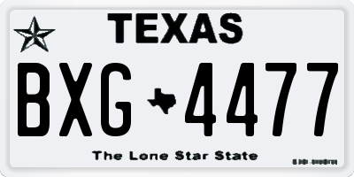 TX license plate BXG4477