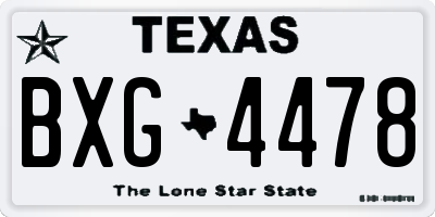TX license plate BXG4478