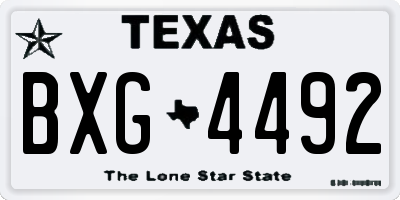 TX license plate BXG4492
